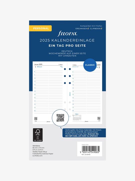 Energy Label Filofax Personal calendar insert 1 day on 1 page German (95 x 171 mm, German)