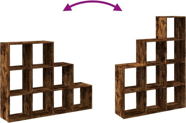 Actual product image VidaXL Room divider Bookcase Standing shelf Staircase shelf 3 steps Smoked oak (137.5 x 29 x 103.5 cm)