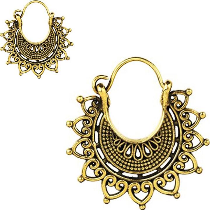 Star Piercing Ohrring vergoldet Herzen mit Kugel (Messing)
