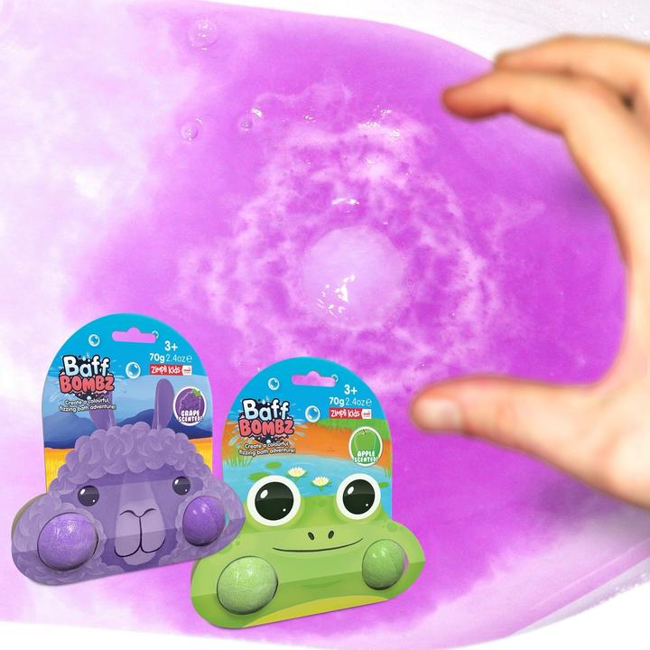 Actual product image Zimpli Kids Frog Baff Bombz – Colour Changing Fizzy Bath Bombs for Kids, Skin Safe & Biodegradable (2 ml, Bath bombs)