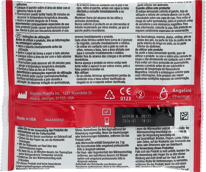 Nutritional values and ingredients Thermacare localised pain 3 pcs (3 x)
