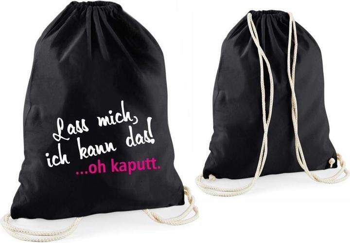 Produktbild 4you Design Statement-Turnbeutel "Lass mich, ich kann das!?oh kaputt." schwarz"