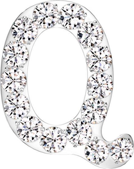 Actual product image Star Piercing Threadless silber mit Kristallen silber Buchstabe Q (without brass, Titanium G23)