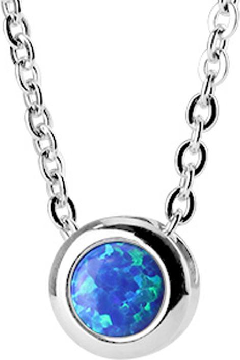 Star Piercing Kette silber Anhänger Opal blau (ohne Messing, Chirurgenstahl 316L)