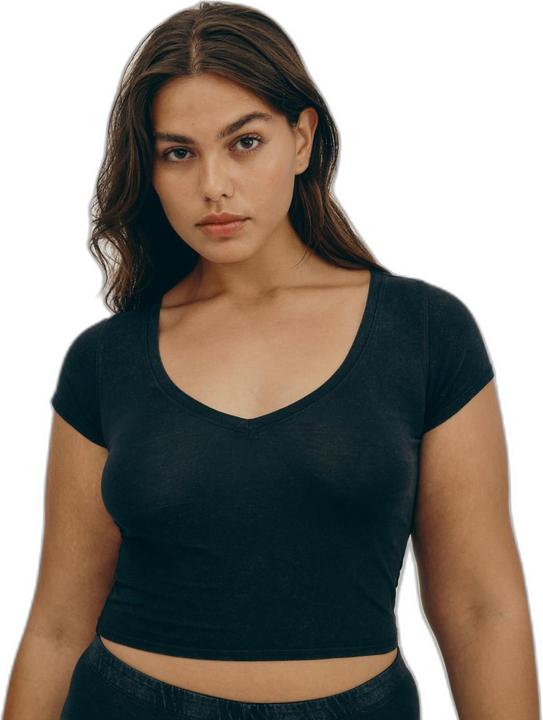 t-shirt mit v-ausschnitt, damen core baby