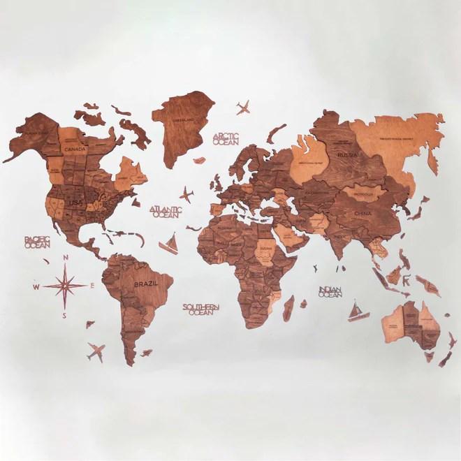 Image du produit Enjoy The Wood Carte du monde en 3D (120 x 200 cm)