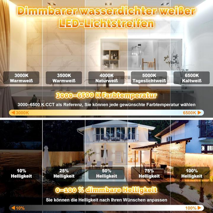 Immagine prodotto Lumina Swiss 30m Set SmartLED Weiss Outdoor IP67 (Bianco freddo, Bianco neutro, Bianco caldo, 3000 cm, Esterno)