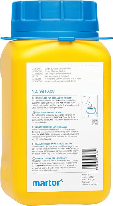 Valori nutrizionali e ingredienti Martor Scatola di raccolta delle lame (Taglierini)