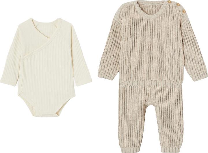 Actual product image Vertbaudet Unisex Baby-Set: Pullover, Strickhose & Wickelbody (56)