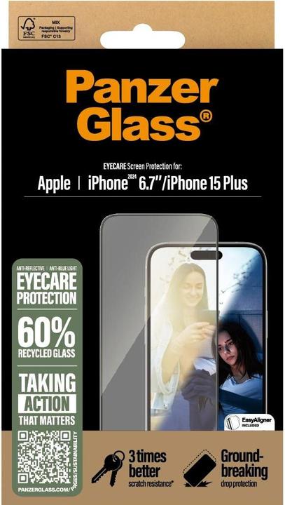 Image du produit PanzerGlass Protection d'écran Eyecare (1 pièce(s), Apple iPhone 16 Plus, Apple iPhone 15 Plus)