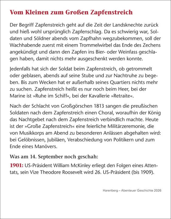 Produktbild Harenberg Abenteuer Geschichte Tagesabreisskalender 2026 - Menschen, Ereignisse, Epochen - von den Anfängen (Deutsch)
