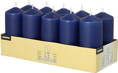 Papstar Candele a colonna, 40 mm, blu scuro, confezione da 10 Diametro: 40 mm, Altezza: 90 mm, Tempo di (10 pz.)