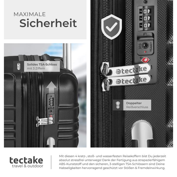 Image du produit tectake Set de 4 Valises (106 l, Bagage à main (jusqu'à 50l), M (50 - 90l), L (90 - 115l), XL (à partir de 115l))