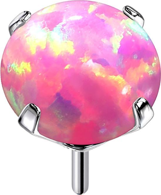 Actual product image Star Piercing Threadless silver set with pink opal (without brass)