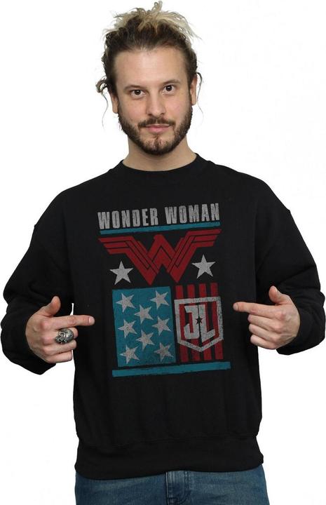Actual product image Mens Justice League Movie Wonder Woman Flag Sweatshirt (XXL)