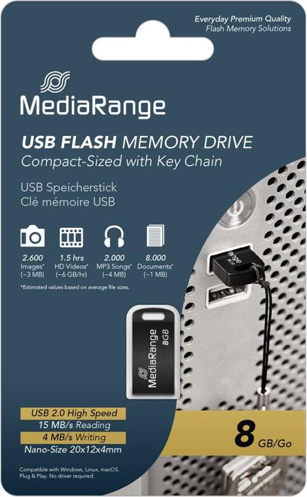 Image du produit MediaRange USB Nano-Speicherstick (8 Go, USB-A)