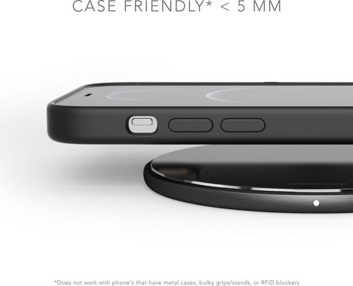 Actual product image Vonmählen Aura - The Wireless Charging Pad (USB-C to USB-A cable included) - Acrylic Glass Black