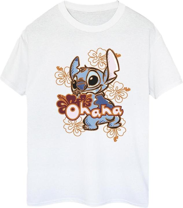 Disney Lilo And Stitch Ohana Orange Hibiscus TShirt (L)