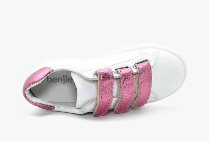 Actual product image Benjie Montreux velcro Kid White Fuchsia glitters (32)