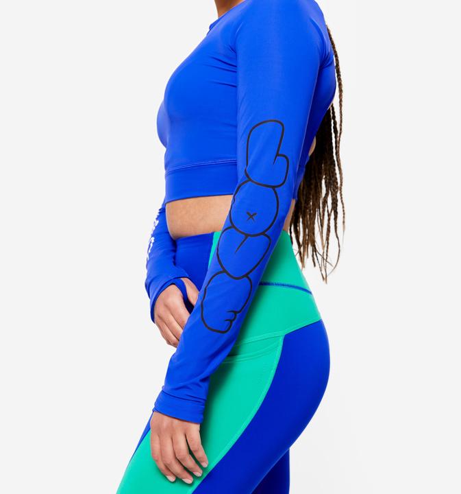 Immagine prodotto Domyos Crop top da donna con maniche lunghe - stampa blu (XS)