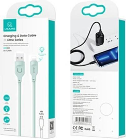 Actual product image Usams Cable lightning Fast Charging 2.4A Lithe Series 1.2m zielonygreen SJ565USB (1.20 m, USB 3.0)