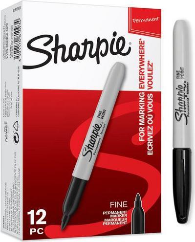 Produktbild Sharpie Permanent-Marker 0.9 mm Rundspitze, Fein, Schwarz (Schwarz, 0.90 mm, 12 x)