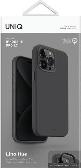 Actual product image Uniq etui Lino Hue iPhone 15 Pro Max 6.7" Magclick Charging szary/charcoal grey (Apple iPhone 15 Pro Max)