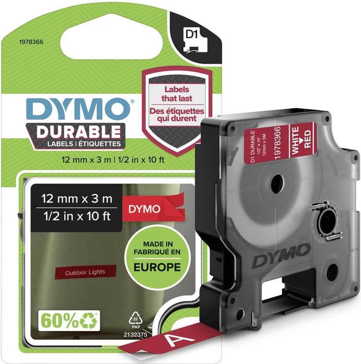 Produktbild Dymo D1 Hochleistungsbänder (1.20 cm, Rot)