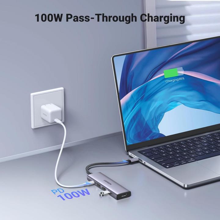 Immagine prodotto Ugreen HUB CM511 15597 5in1 USB-C - USB-C PD / HDMI / 3x USB-A 3.0 - grigio (USB-C, 5 Porti)