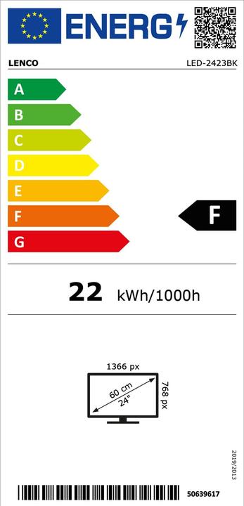 Etichetta energetica Lenco LED-2423BK (25", LED, HD)