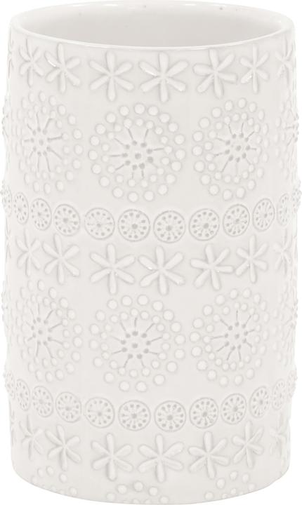 Produktbild spirella Zahnputzbecher Relief Weiss, Porzellan (7 x 11.5 cm)