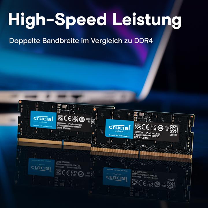 Productafbeelding Crucial SORAM D5 5600 64GB CL46 (1 x 64GB, 5600 MHz, DDR5 RAM, SO-DIMM)