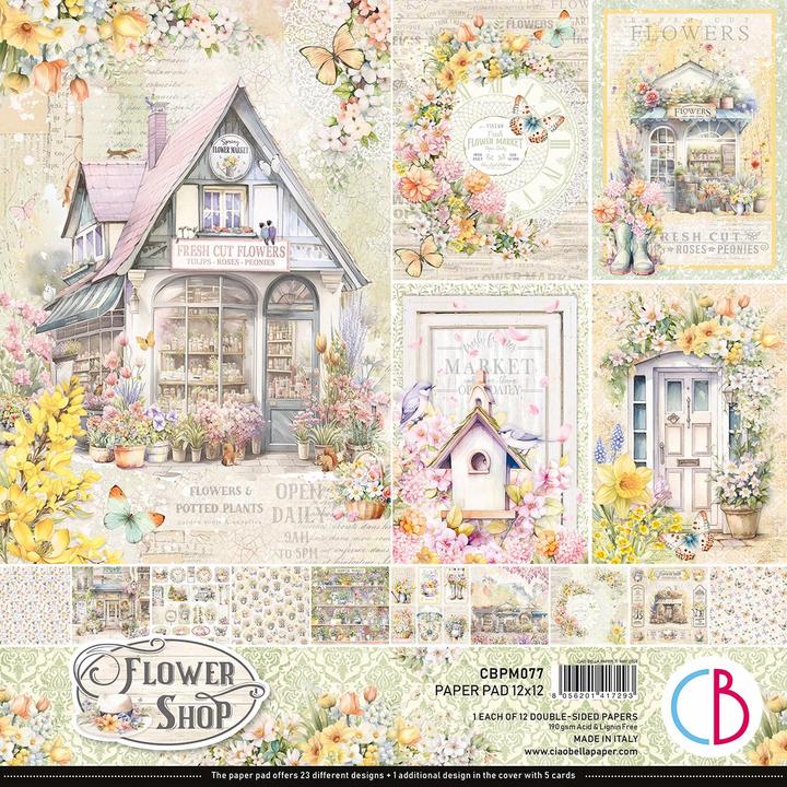 Actual product image Ciao Bella Scrapbook paper "Flower Shop", 12 sheets, 30.5 x 30.5 cm (190 g/m², 12 x)