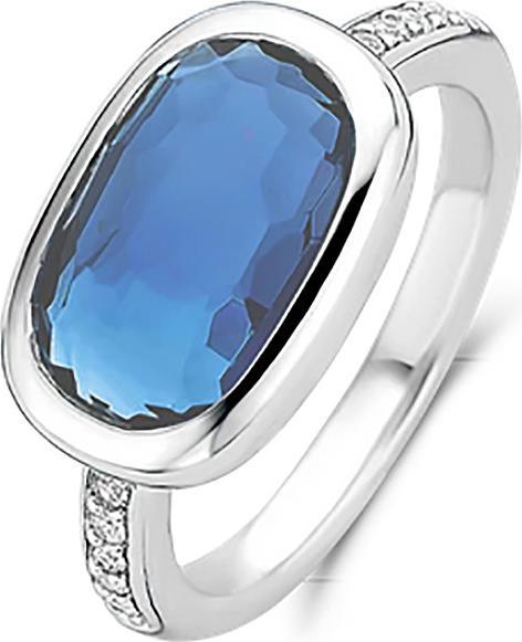 Ti Sento Milano Ring mit Crystal blau und Zirkonia 12139DB (56, 925 Silber)