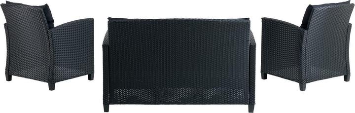 Produktbild JYSK MORA 3700023 4-Sitzer-Gartensofa-Set (Sofa + Tisch + 2 x Sessel) Schwarz