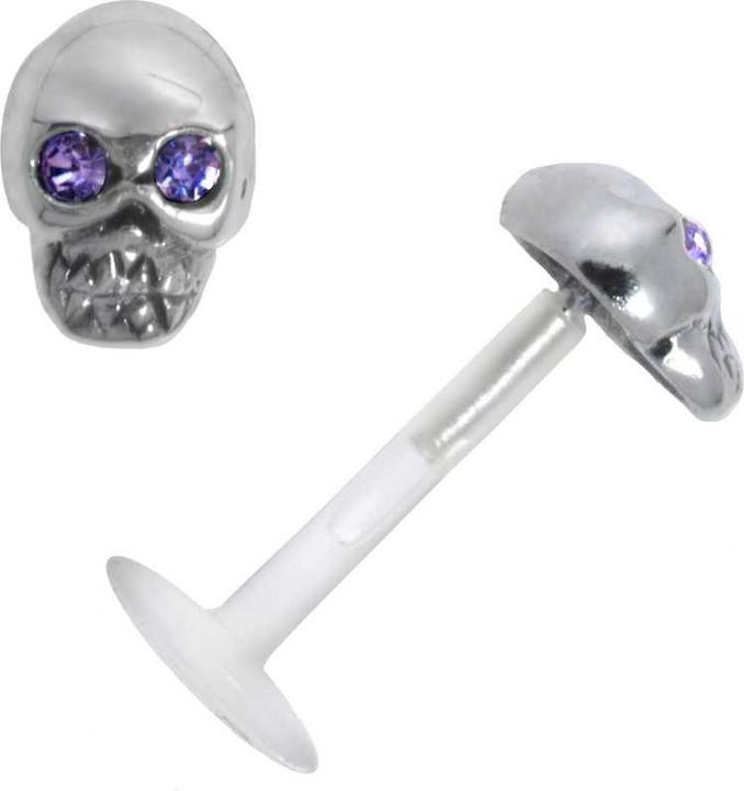 Bijouteria Piercing für Lippe/Tragus (Silber 925, Bioplast, Kristall)
