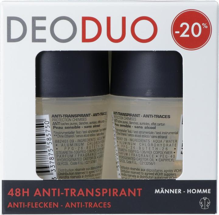Actual product image Vichy Homme Deo Anti-Stain 48h Duo -20% Roll on (Roll-on, 50 ml)
