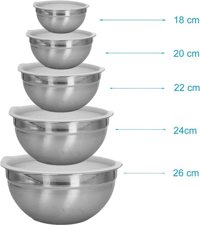 Actual product image Intirilife 5-piece Set Salad Bowls Mixing Bowls (26 cm, 5 x)