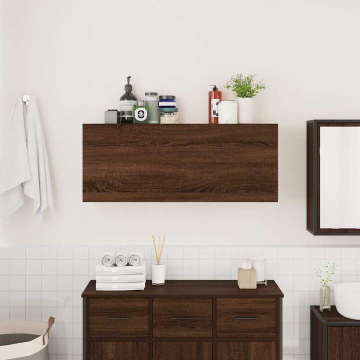 Actual product image VidaXL Brown oak-look bathroom wall cabinet 100x25x40 cm wood-based material (100 x 25 x 40 cm)