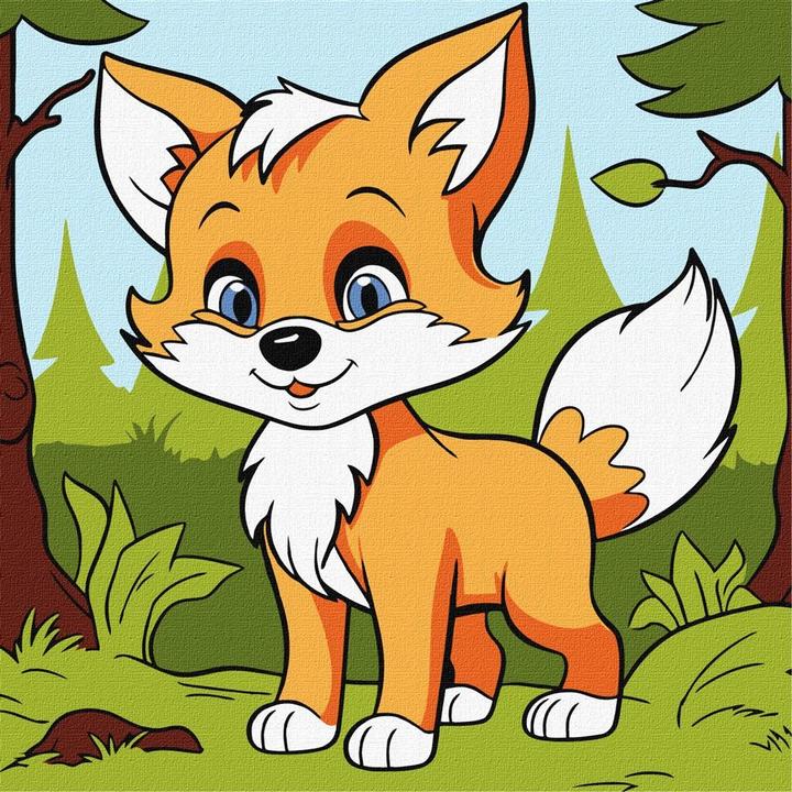Image du produit Ideyka Peinture par numéros - Un renard duveteux 25 x 25 cm