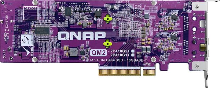 Image du produit QNAP Carte QM2 series 2xPCIe 2280 slots M.2 SSD PCIe Gen4x8 2xAQC113C 10GbE NBASE-T port