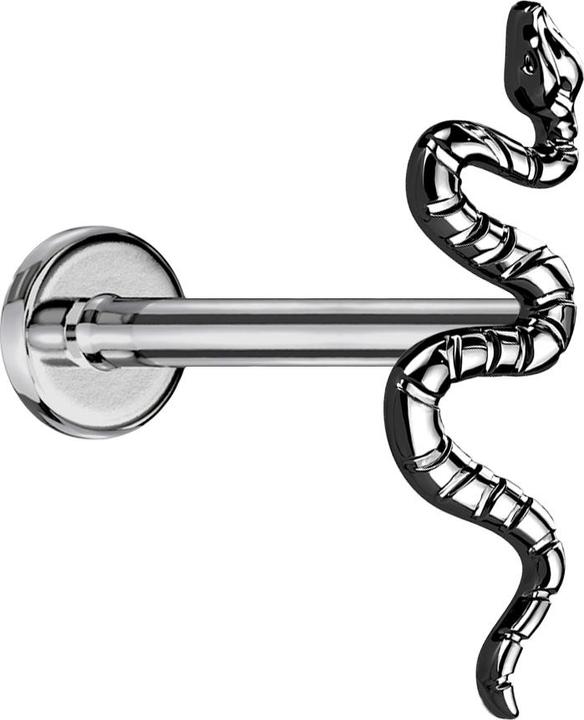 Immagine prodotto Star Piercing Labret Micro Threadless argento serpente nero (Titanio G23, senza ottone)