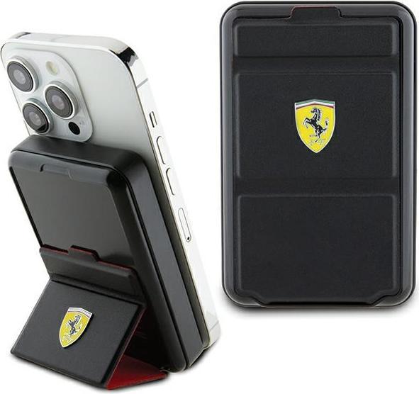Produktbild Ferrari Powerbank Bezprzewodowy 15W FEPB10MSPLEK 10000 mAh z funkcją standu czarny/black Metal Logo (10000 mAh, 15 W)