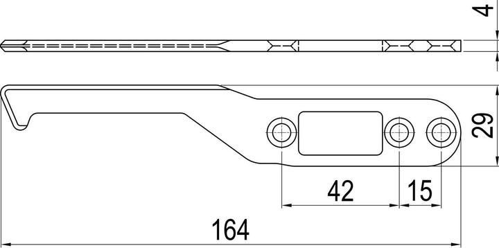 Produktbild ABS IMH-ABS Mitnehmerhaken SF, 164 x 29 x 4 mm, universal, DIN, schwarz verzinkt