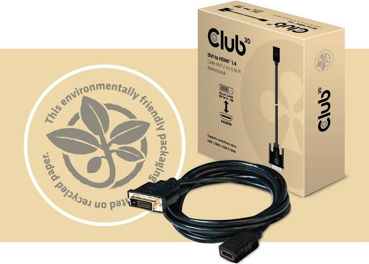 Image du produit Club 3D CAC-1010 DisplayPort vers adaptateur actif Dual Link DVI-I (USB, 6.10 cm)