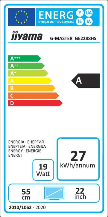Energie-Label iiyama G-Master GE2288HS-B1 (1920 x 1080 Pixel, 21.50")