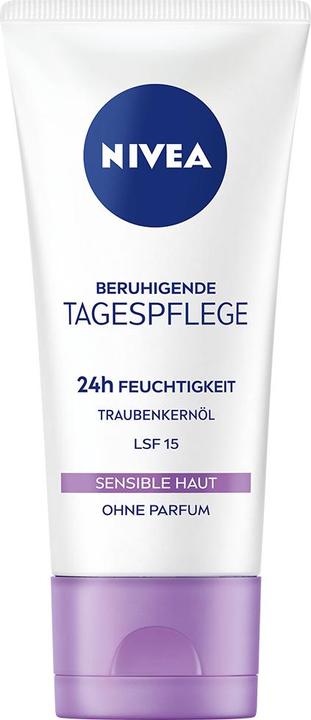 NIVEA beruhigende Creme für tägliche empfindliche Haut SPF15, 50 ml (50 ml, Tagescreme, SPF 15)