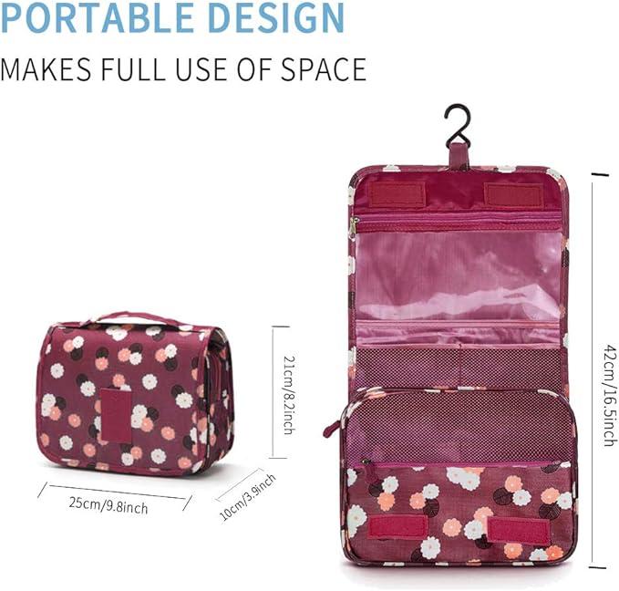 Actual product image Only-Bags.Store Versatile travel toiletry bag with hook - hard-wearing polyester, odourless