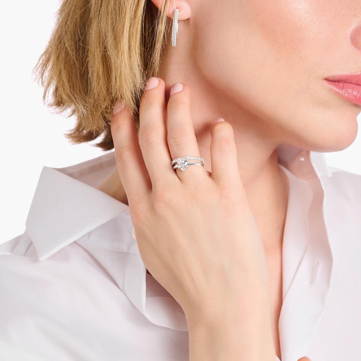 Produktbild Thomas Sabo Ring mit weissem Stein in Herzform (52, 925 Silber)