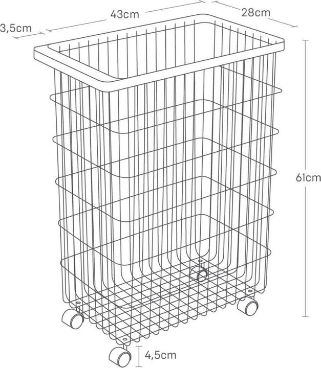 Actual product image Yamazaki laundry basket on wheels - Tower - White (4776) (72 l)